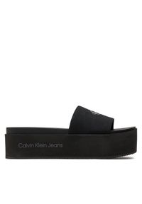 Calvin Klein Jeans Klapki Flatform Sandal Met YW0YW01036 Czarny. Kolor: czarny