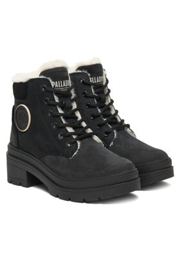Palladium Trzewiki Pallarise Nbk Wl 99527-008-M Czarny. Kolor: czarny. Materiał: skóra, nubuk
