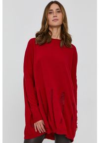 Liviana Conti - Sweter wełniany. Kolor: czerwony. Materiał: wełna. Długość rękawa: długi rękaw. Długość: długie #1