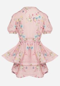 Born2be - Różowa Bawełniana Sukienka w Kwiaty o Rozkloszowanym Kroju z Falbankami Norittia. Okazja: na co dzień. Typ kołnierza: kołnierz z falbankami. Kolor: różowy. Materiał: bawełna. Długość rękawa: krótki rękaw. Wzór: kwiaty. Styl: casual, elegancki #7