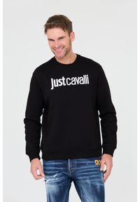 Just Cavalli - JUST CAVALLI Czarna męska bluza R Logo, Rozmiar M. Typ kołnierza: bez kaptura. Kolor: czarny