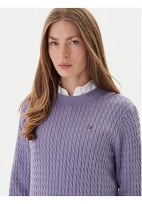 TOMMY HILFIGER - Tommy Hilfiger Sweter Fine WW0WW44993 Fioletowy Regular Fit. Kolor: fioletowy. Materiał: bawełna #3