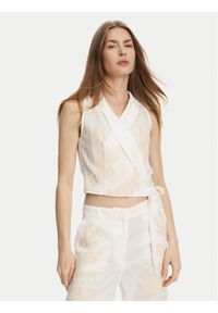 Marella Bluzka Kriss 2513161162 Biały Regular Fit. Kolor: biały. Materiał: len