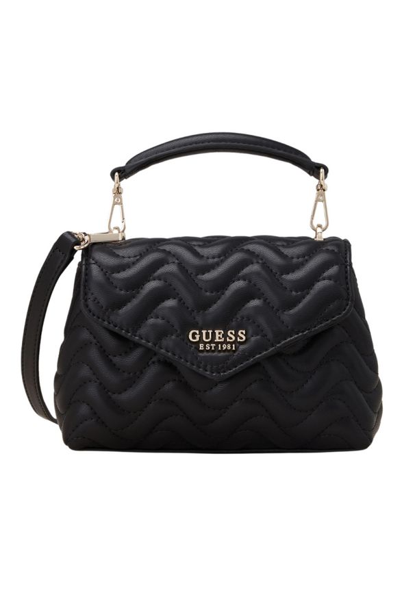 Guess - GUESS Czarna pikowana torebka damska Mini. Kolor: czarny. Materiał: pikowane. Styl: elegancki, casual. Rodzaj torebki: na ramię