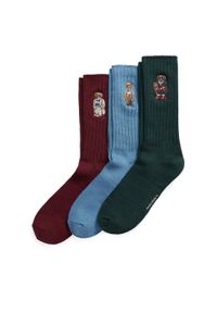 Polo Ralph Lauren Zestaw 3 par wysokich skarpet męskich 449P04718001 Kolorowy. Materiał: materiał, bawełna. Wzór: kolorowy