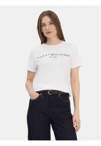 TOMMY HILFIGER - Tommy Hilfiger T-Shirt Logo WW0WW40276 Biały Regular Fit. Kolor: biały. Materiał: bawełna #1