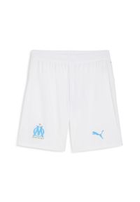 Puma - Męskie szorty Olympique Marsylia 25/26 PUMA White Bleu Azur Blue. Kolor: biały, wielokolorowy, niebieski. Materiał: tkanina. Sport: piłka nożna