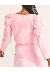 LOVE SHACK FANCY - Różowa bawełniana kurtka Eleora. Kolor: fioletowy, różowy, wielokolorowy. Materiał: bawełna. Długość rękawa: długi rękaw. Długość: długie