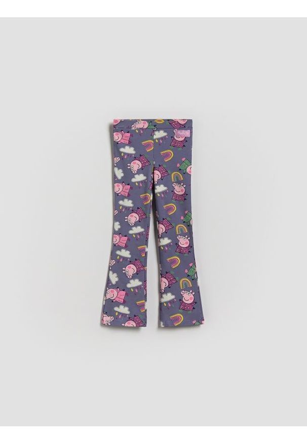 Reserved - Legginsy flare Świnka Peppa - fioletowy. Kolor: fioletowy. Materiał: dzianina, bawełna