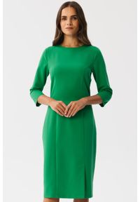 Stylove - Elegancka sukienka ołówkowa z rozcięciem zielona. Kolor: zielony. Typ sukienki: ołówkowe. Styl: elegancki #1