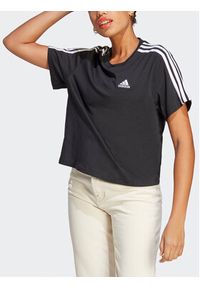 Adidas - adidas T-Shirt Essentials 3-Stripes Single Jersey Crop Top HR4913 Czarny Loose Fit. Kolor: czarny. Materiał: bawełna #7