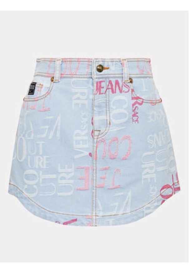 Versace Jeans Couture Spódnica mini 74HAE855 Niebieski Regular Fit. Kolor: niebieski. Materiał: bawełna