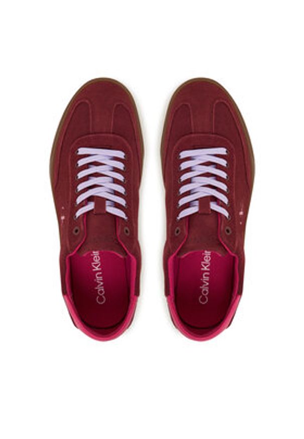 Calvin Klein Sneakersy Low Pro Cups Lace Up Sue Mix Mg HW0HW02683 Bordowy. Kolor: czerwony. Materiał: zamsz, skóra
