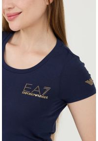 EA7 Emporio Armani - EA7 Granatowy damski t-shirt, Rozmiar M. Kolor: niebieski #5