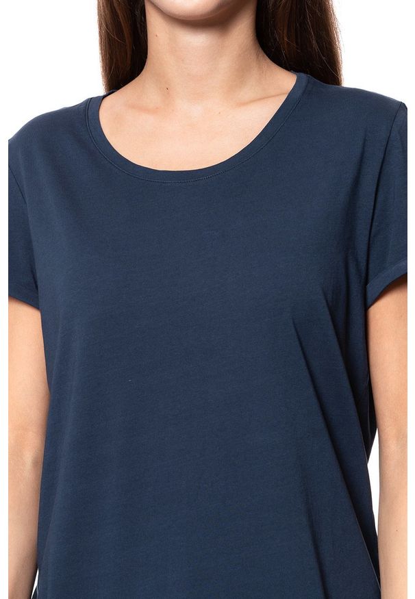 Mustang - MUSTANG T SHIRT DAMSKI Alina C Embro Blue Nights 1009061 4085. Wzór: nadruk