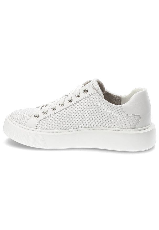 Białe Sneakersy Nessi Modne Półbuty Damskie. Kolor: biały. Materiał: materiał, skóra