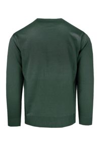 Wełniany Sweter, Okrągły Dekolt (U-Neck) - Pako Jeans - Zieleń Butelkowa. Okazja: do pracy, na spotkanie biznesowe. Materiał: wełna, akryl. Styl: klasyczny, biznesowy #4