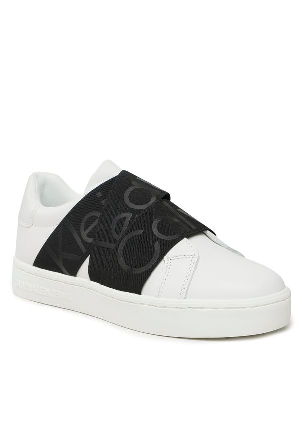 Sneakersy Calvin Klein Jeans Classic Cupsole Elast Webbing YW0YW00911 White/Black 0K4. Kolor: biały. Materiał: skóra