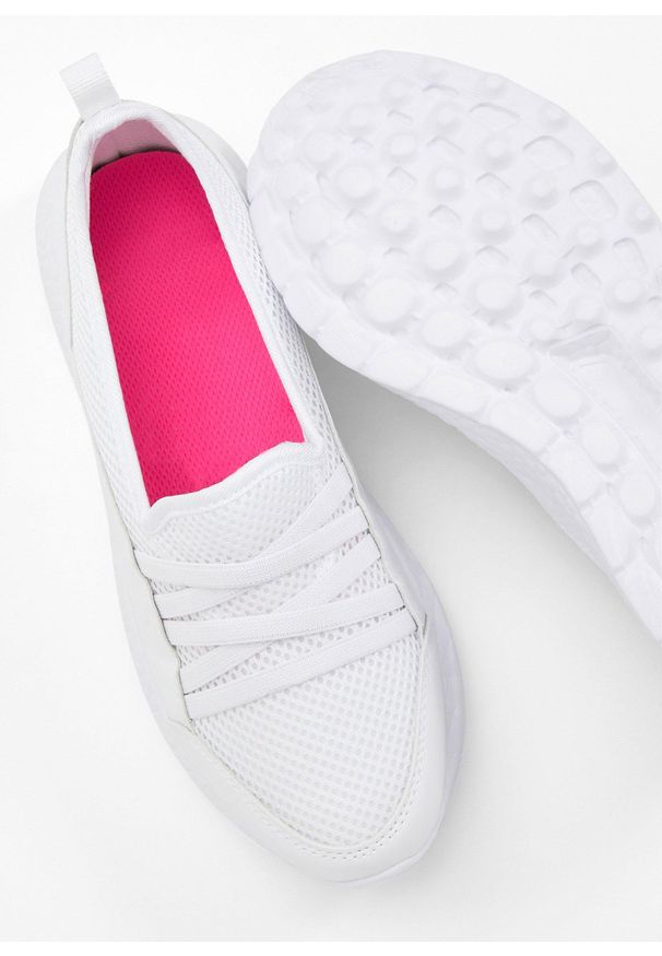 bonprix - Wygodne sneakersy wsuwane z lekką podeszwą. Zapięcie: bez zapięcia. Kolor: biały