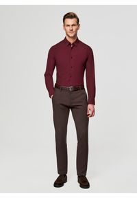 Pako Lorente - PAKO LORENTE - Bordowa dzianinowa koszula męska. Typ kołnierza: kołnierzyk klasyczny. Kolor: czarny, czerwony. Materiał: dzianina. Długość rękawa: długi rękaw. Długość: długie #5