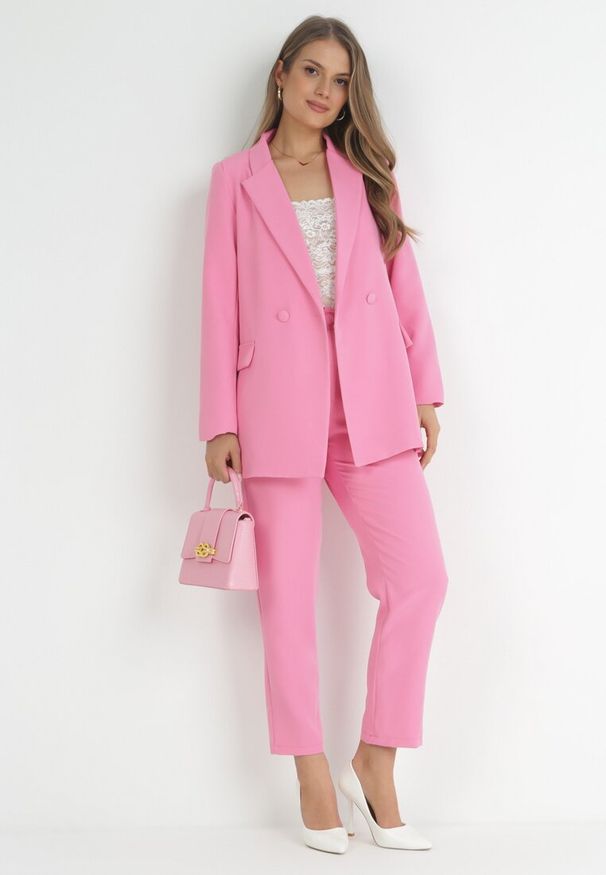 Born2be - Różowa Marynarka Dwurzędowa Mangane. Kolor: różowy. Styl: elegancki, klasyczny