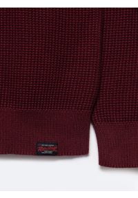 Big-Star - Sweter męski bawełniany bordowy Carlo 604. Okazja: na co dzień. Kolor: czerwony. Materiał: bawełna. Wzór: ze splotem. Styl: klasyczny, elegancki, casual