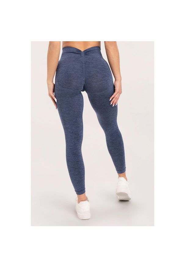 GYM GLAMOUR - Legginsy fitness damskie Gym Glamour seamless deep push up. Kolor: niebieski. Sport: fitness