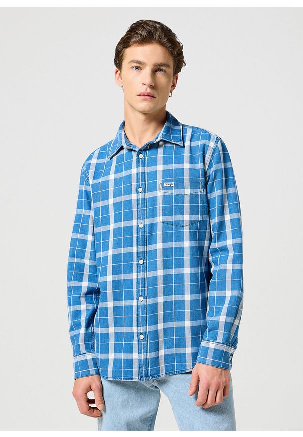 Wrangler - WRANGLER MĘSKA KOSZULA 1 PKT SHIRT BLUE INDIGO 112357249