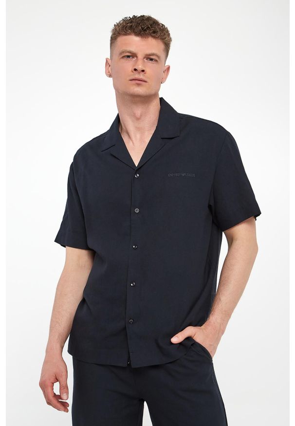 Emporio Armani Swimwear - Koszula męska z krótkim rękawem EMPORIO ARMANI SWIMWEAR. Długość rękawa: krótki rękaw. Długość: krótkie