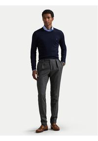 Polo Ralph Lauren Sweter 710946143001 Granatowy Slim Fit. Typ kołnierza: polo. Kolor: niebieski. Materiał: wełna #5