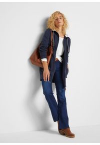 bonprix - Długa bluza rozpinana z kapturem. Typ kołnierza: kaptur. Kolor: niebieski. Długość: długie #3