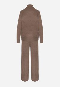 Born2be - Ciemnobeżowy Dzianinowy Komplet z Wełną i Bawełną Spodnie i Sweter z Golfem Errele. Kolor: beżowy. Materiał: dzianina, wełna, bawełna #5