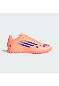 Adidas - Buty piłkarskie F50 Club Turf Kids. Kolor: niebieski, pomarańczowy, biały, wielokolorowy. Sport: piłka nożna