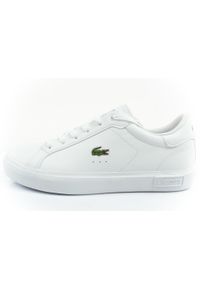 Buty damskie sportowe Lacoste Powercourt 0721. Zapięcie: sznurówki. Kolor: biały. Materiał: skóra, materiał. Szerokość cholewki: normalna. Sport: turystyka piesza