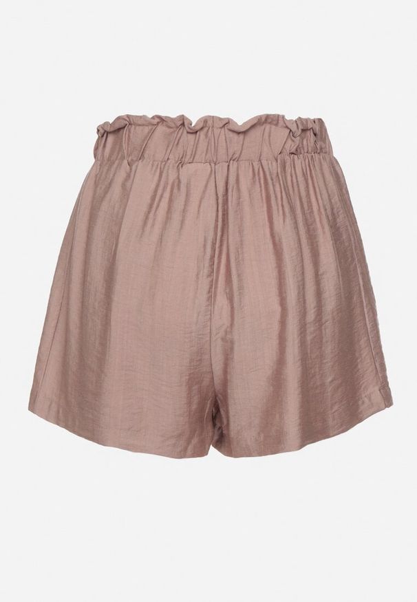 Born2be - Fioletowe Wiskozowe Szorty w Stylu Paper Bag z Paskiem Saramora. Okazja: na co dzień, na spacer. Kolor: fioletowy. Materiał: wiskoza. Sezon: lato. Styl: casual, elegancki