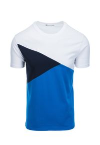 Ombre Clothing - Trójkolorowy t-shirt męski - niebieski V4 S1640 - XXL. Kolor: niebieski. Materiał: bawełna #5