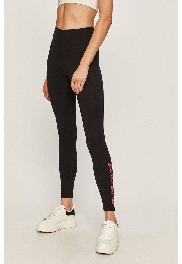DKNY - Dkny - Legginsy. Stan: podwyższony. Kolor: czarny. Wzór: nadruk