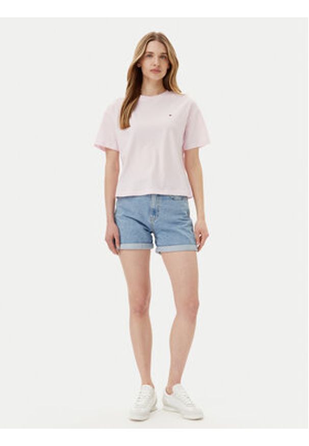 TOMMY HILFIGER - Tommy Hilfiger T-Shirt UW0UW05763 Różowy Regular Fit. Kolor: różowy. Materiał: bawełna