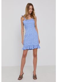 BARDOT - Bardot - Sukienka. Kolor: niebieski. Materiał: tkanina. Długość rękawa: na ramiączkach. Typ sukienki: rozkloszowane. Długość: mini #2