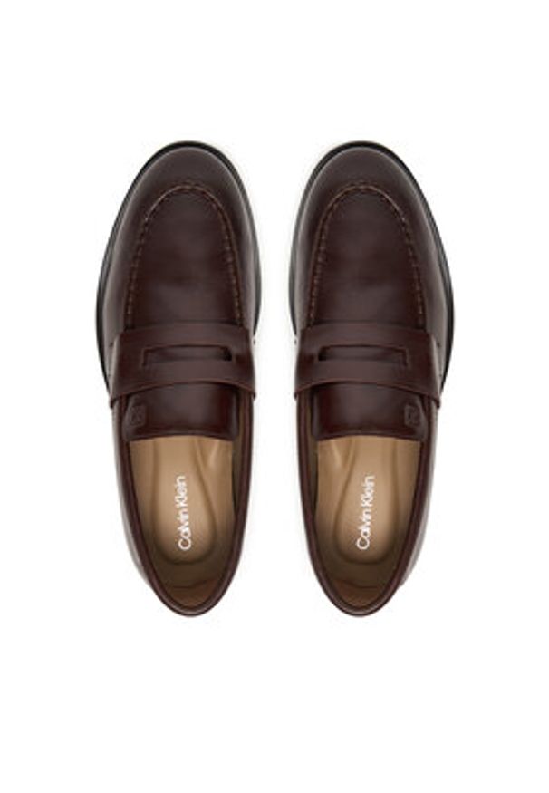 Calvin Klein Półbuty Ess Rubber Penny Loafer Pol Lth HM0HM02025 Brązowy. Kolor: brązowy. Materiał: skóra