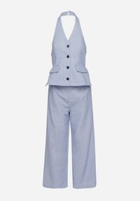 Born2be - Niebieski Kombinezon w Prążki w Stylu Garniturowym Lanirith. Okazja: na co dzień. Kolor: niebieski. Wzór: prążki. Styl: klasyczny, casual #6