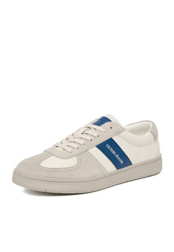Guess Jeans Sneakersy EO-ORTEGO-01 126AM Biały. Kolor: szary. Materiał: skóra