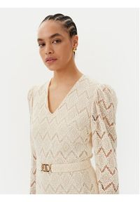 TwinSet - TWINSET Sukienka koktajlowa 251TP2402 Beżowy Regular Fit. Kolor: beżowy. Materiał: bawełna. Styl: wizytowy #5