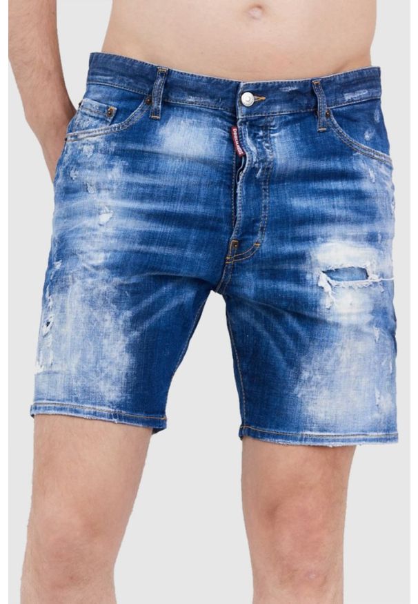 DSQUARED2 Jeansowe szorty męskie. Kolor: niebieski. Materiał: jeans. Styl: marine