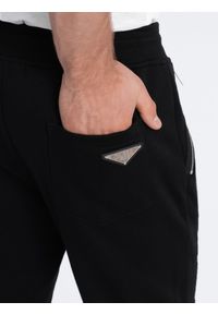 Ombre Clothing - Spodnie męskie dresowe typu jogger - czarne V3 OM-PASK-22FW-004 - XXL. Kolor: czarny. Materiał: dresówka. Styl: elegancki #7