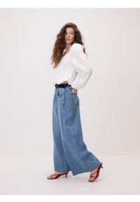 Reserved - Jeansy wide leg z zakładkami - niebieski. Kolor: niebieski #1