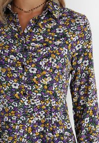 Born2be - Fioletowa Sukienka Sereileh. Kolor: fioletowy. Długość rękawa: długi rękaw. Wzór: kolorowy, kwiaty. Typ sukienki: koszulowe. Długość: maxi #6