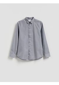Reserved - Wzorzysta koszula slim fit - granatowy. Kolor: niebieski. Materiał: tkanina, bawełna #1