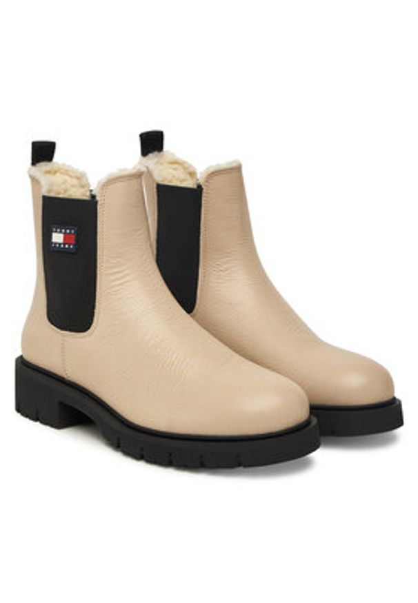 Tommy Jeans Sztyblety Tjw Chelsea Boot Wl EN0EN02826 Écru. Kolor: kremowy. Materiał: skóra