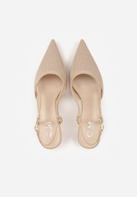 Born2be - Beżowe Sandały na Szpilce z Odkrytą Piętą i Ażurowym Wzorem Kervidia. Okazja: na co dzień. Zapięcie: sprzączka. Kolor: beżowy. Wzór: ażurowy. Obcas: na szpilce. Styl: casual, elegancki, klasyczny #4